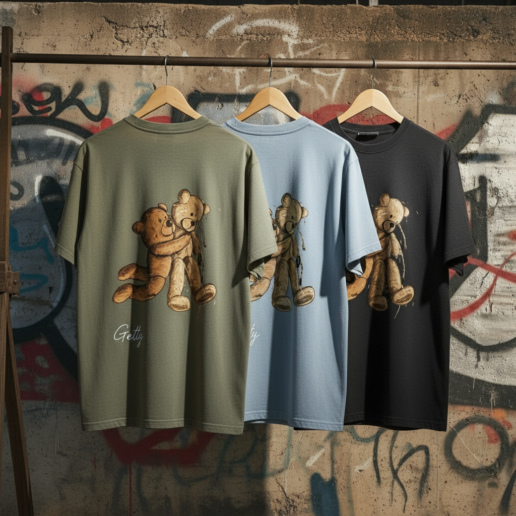 Getty Bear Tee - Back Display Light Blue Version