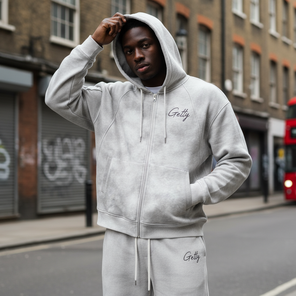 Getty dirty washed hoodie focus - upper body shot