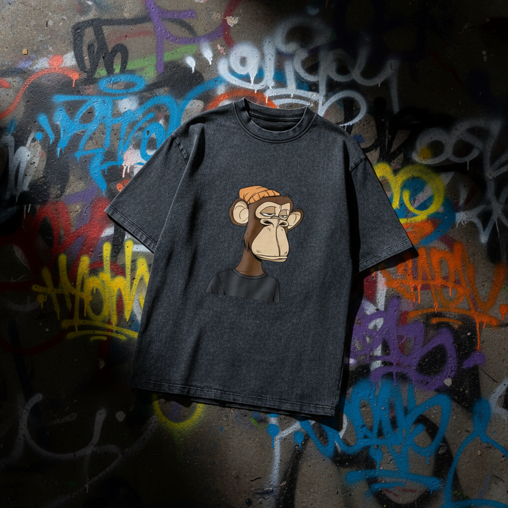 Getty Kids Monkey Business Tee - Dark Graffiti Background